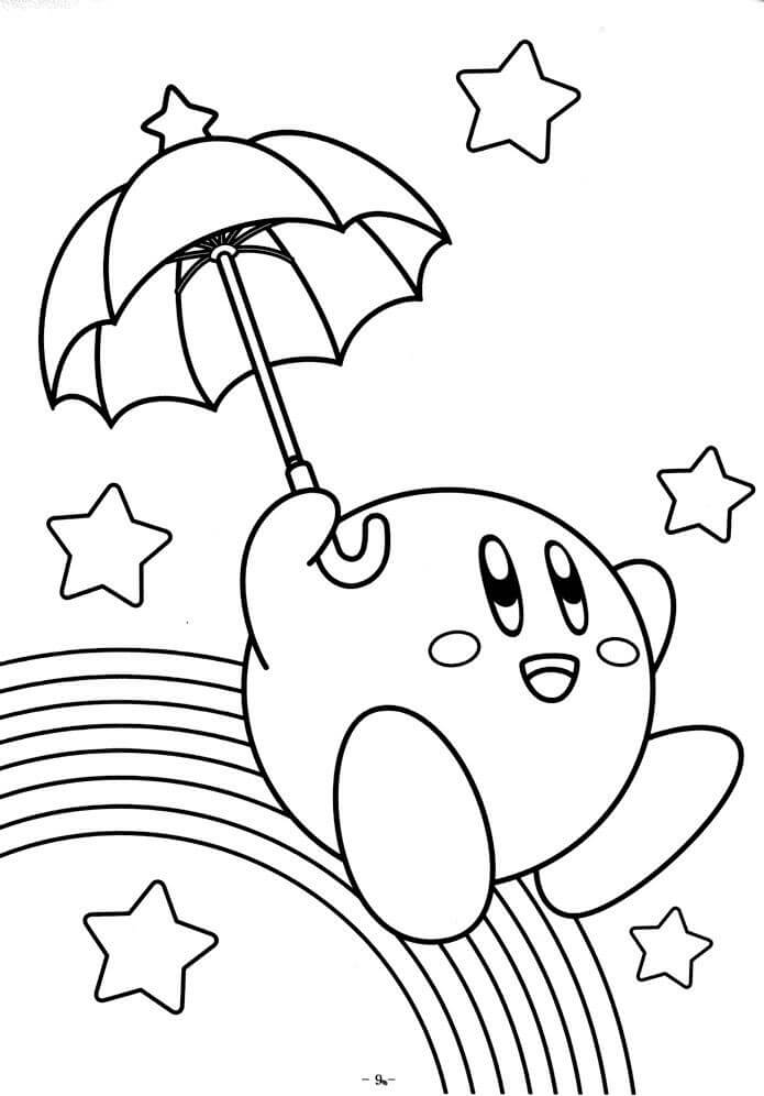 Divertido Kirby sosteniendo Paraguas con Estrellas
