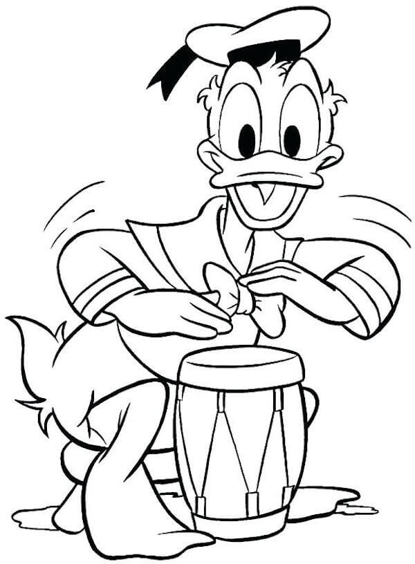  Donald Duck Tocando Instrumentos Musicales para colorear, imprimir e dibujar –ColoringOnly.Com