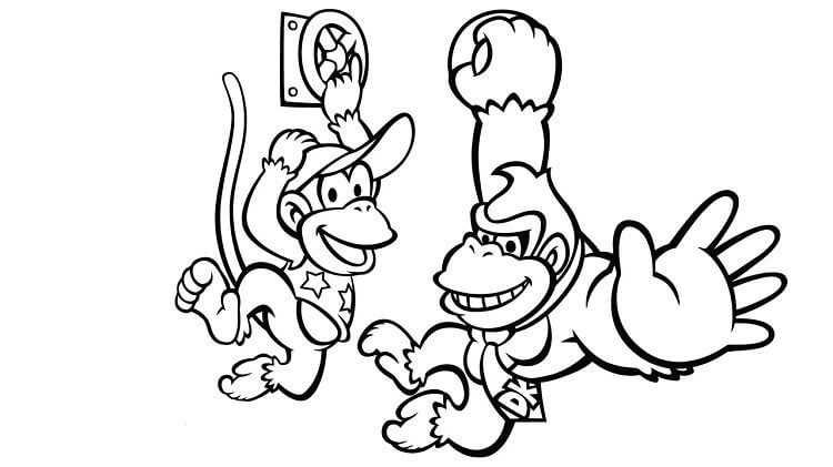 Donkey Kong Y Diddy Kong Para Colorear Imprimir E Dibujar Coloringonly Com