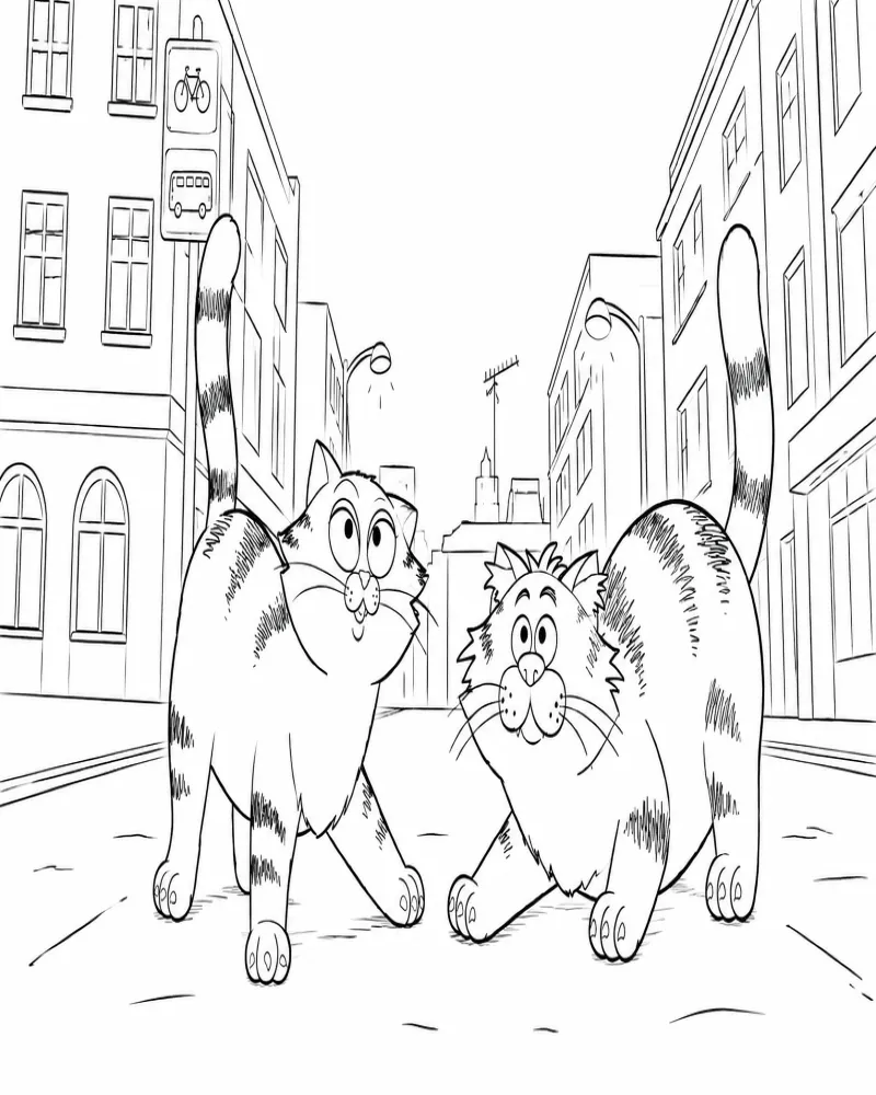 Dos Gatos Callejeros Juguetones En Una Calle De La Ciudad