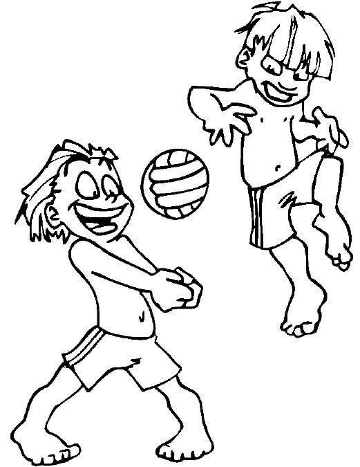 Dos Niños Jugando Voleibol