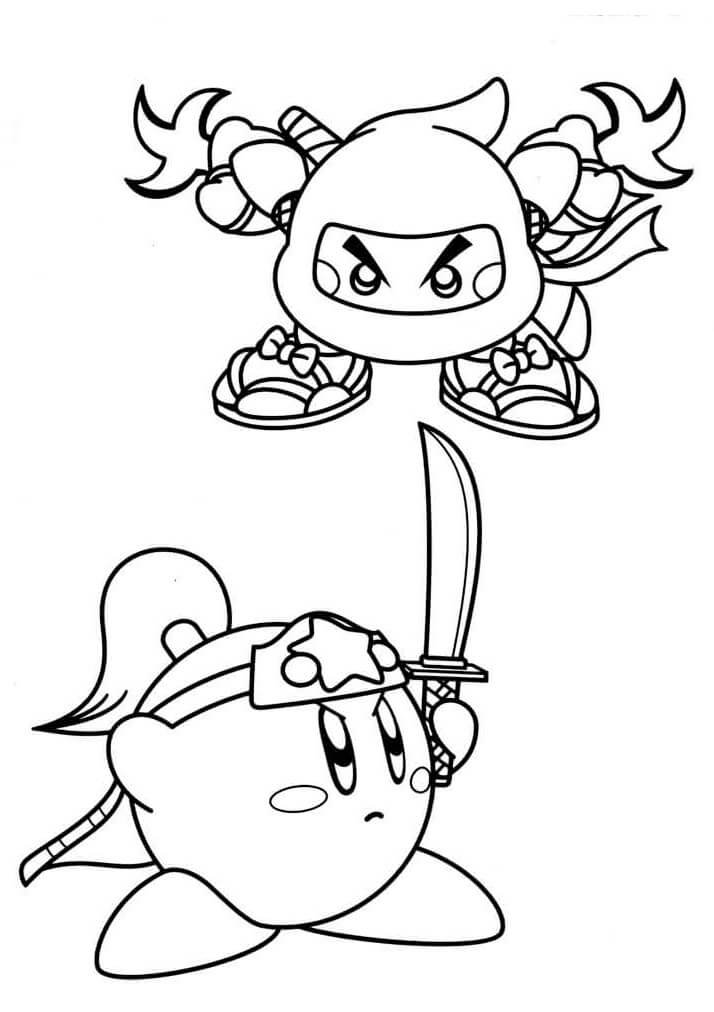 Dos Pieles Ninja de Kirby para colorear, imprimir e dibujar  –