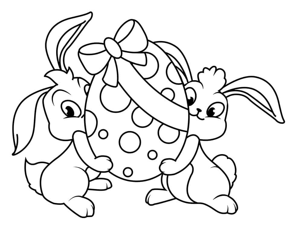 Dos Conejos De Pascua Para Colorear Imprimir E Dibujar Coloringonly Com