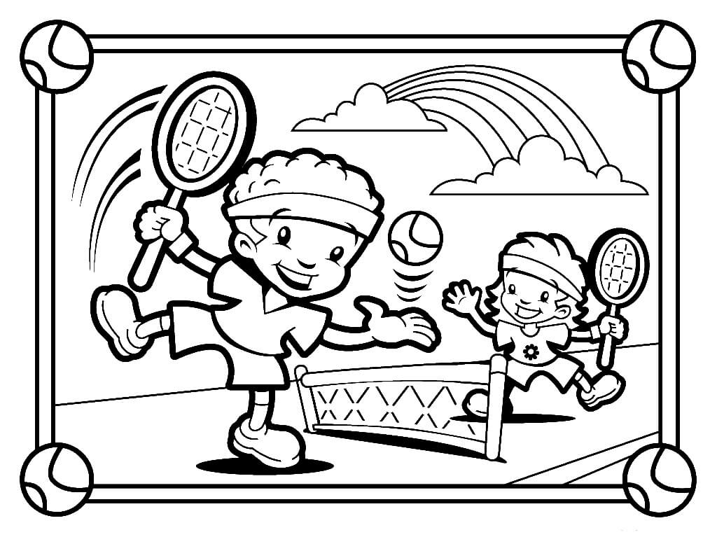 Dos niños jugando Tenis