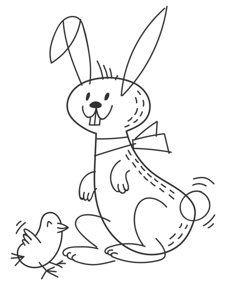 Drawing Easter Bunny and Chick