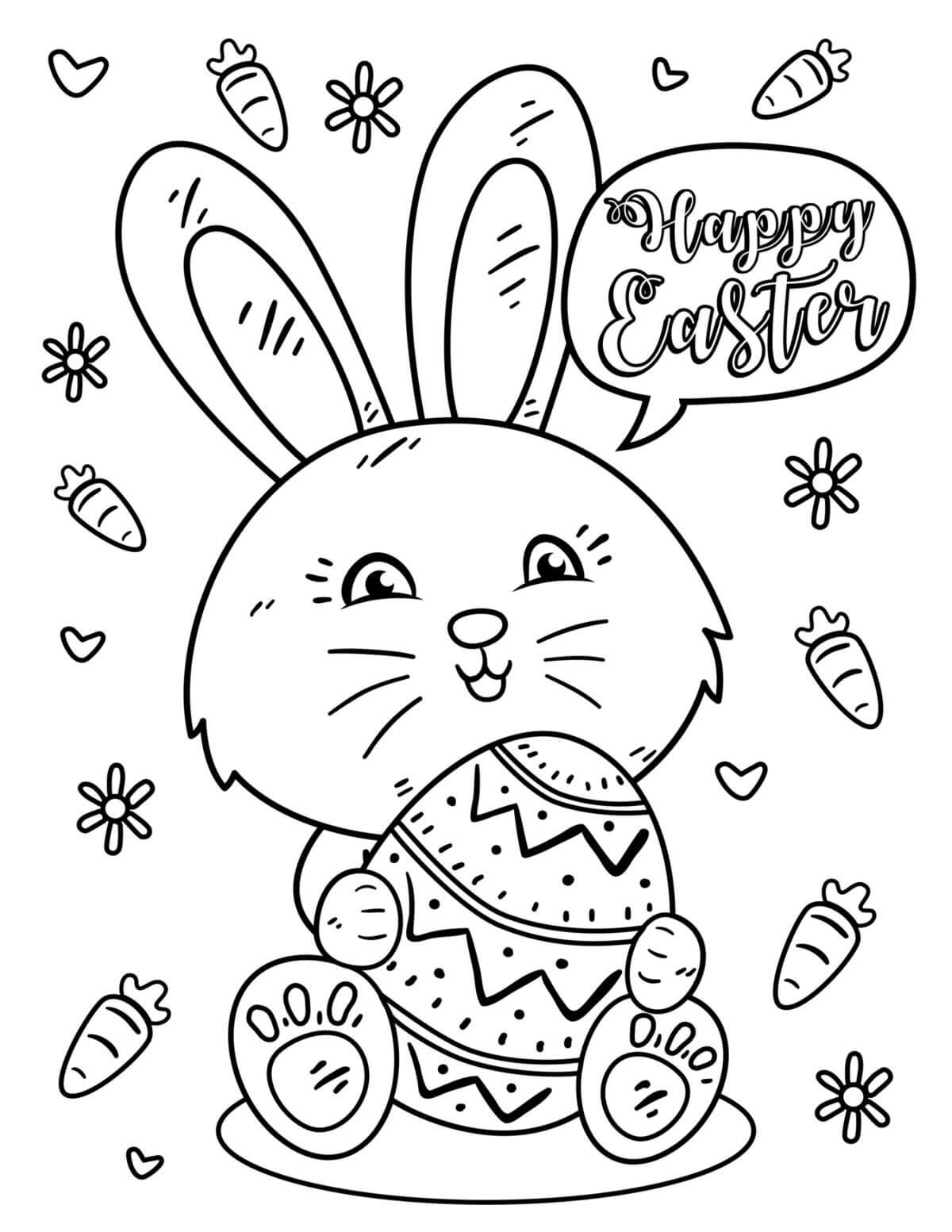 Drawing Easter Bunny para colorear, imprimir e dibujar