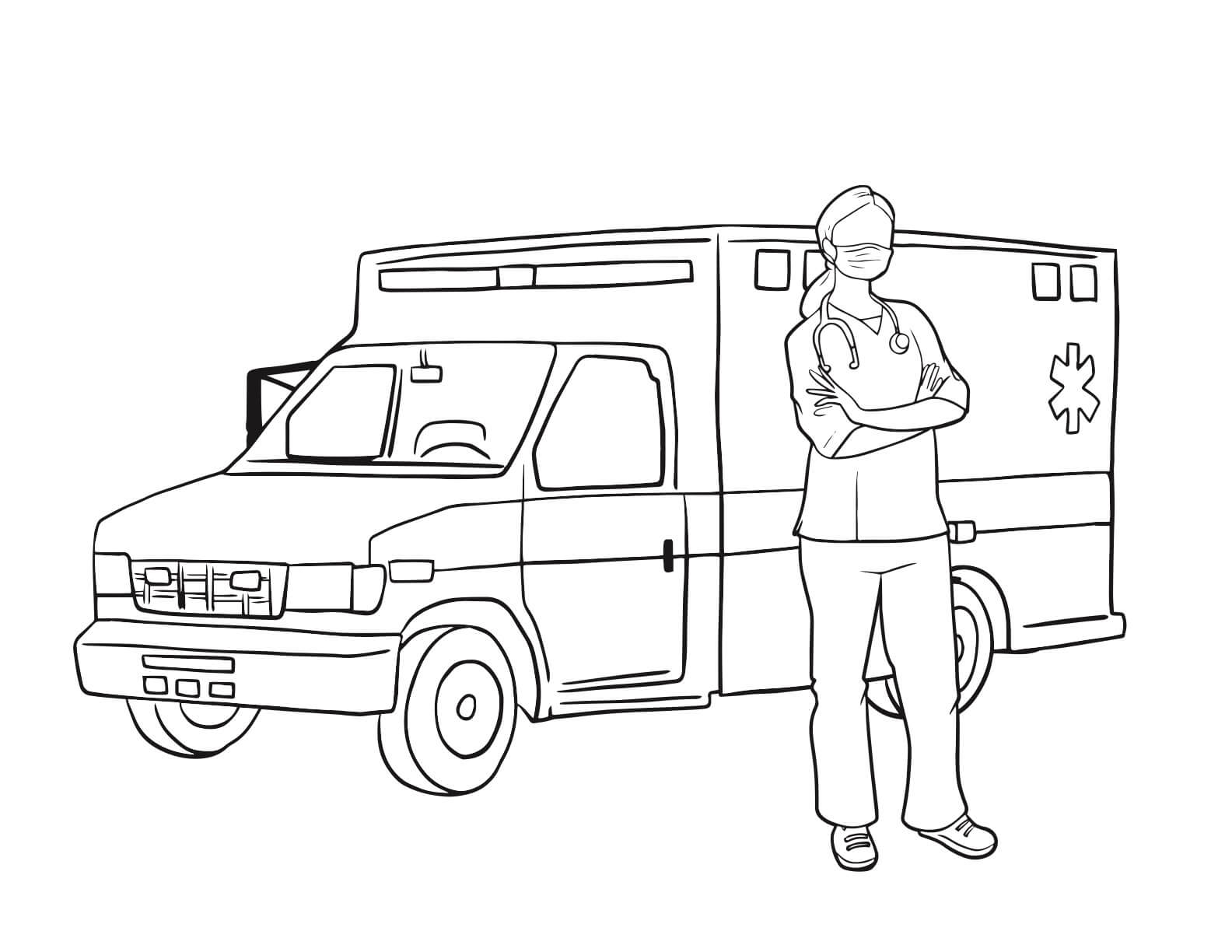 Enfermera de la Ambulancia de Conducción