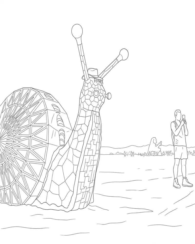 Escultura De Jirafa Y Fotógrafo