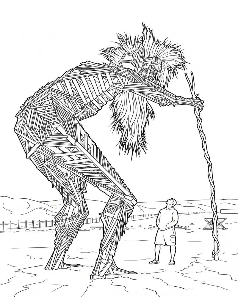Escultura De Madera Burning Man Con Celosía Intrincada