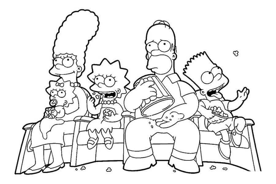 Familia Simpsons Viendo La Pelicula