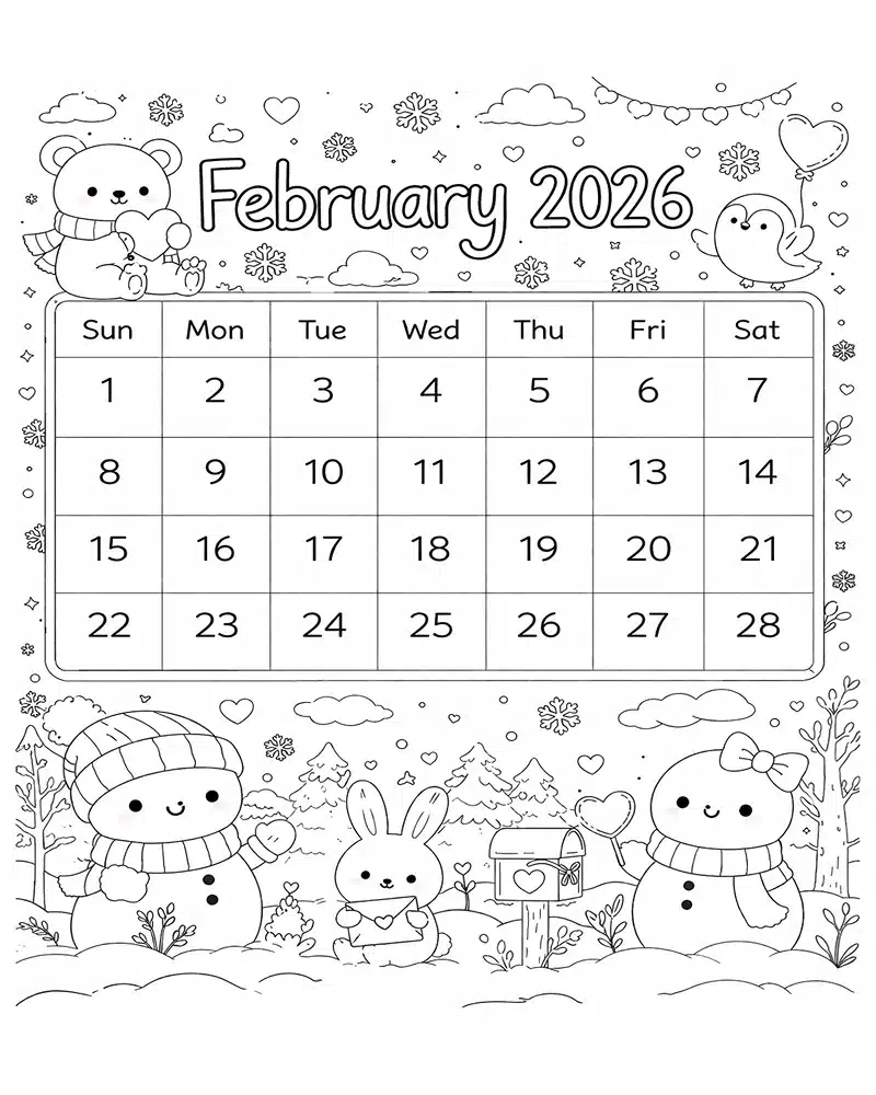 Febrero 2026 para niños