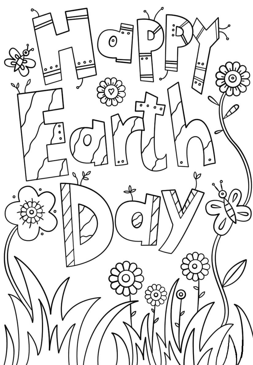 Feliz Día De La Tierra Para Colorear Imprimir E Dibujar Coloringonlycom