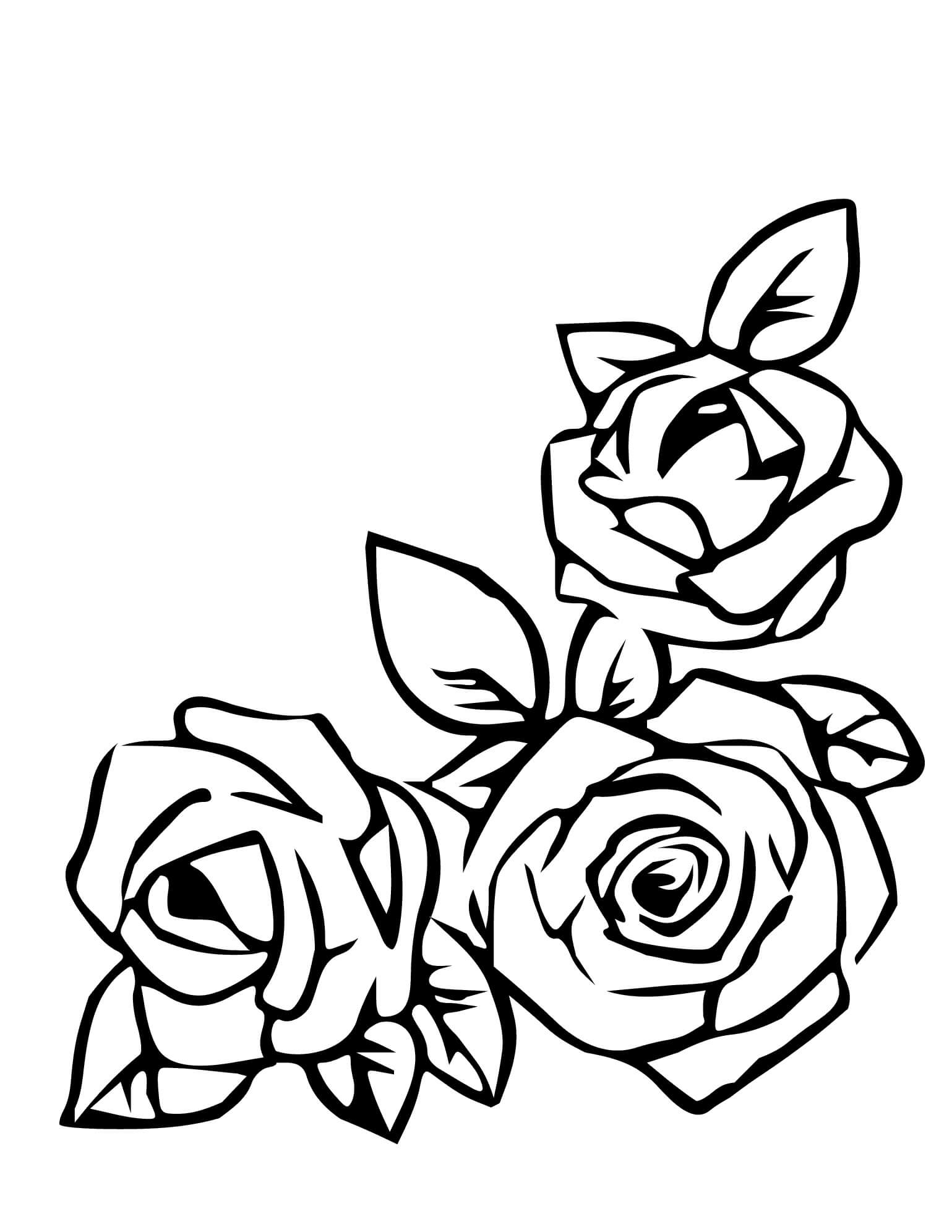 Flores Rosas Dulces para colorear, imprimir e dibujar –ColoringOnly.Com