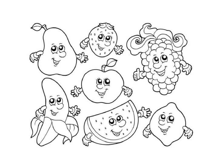 Dibujos de Frutas para colorear e imprimir– 