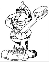Garfield Sosteniendo un Cepillo de Dientes