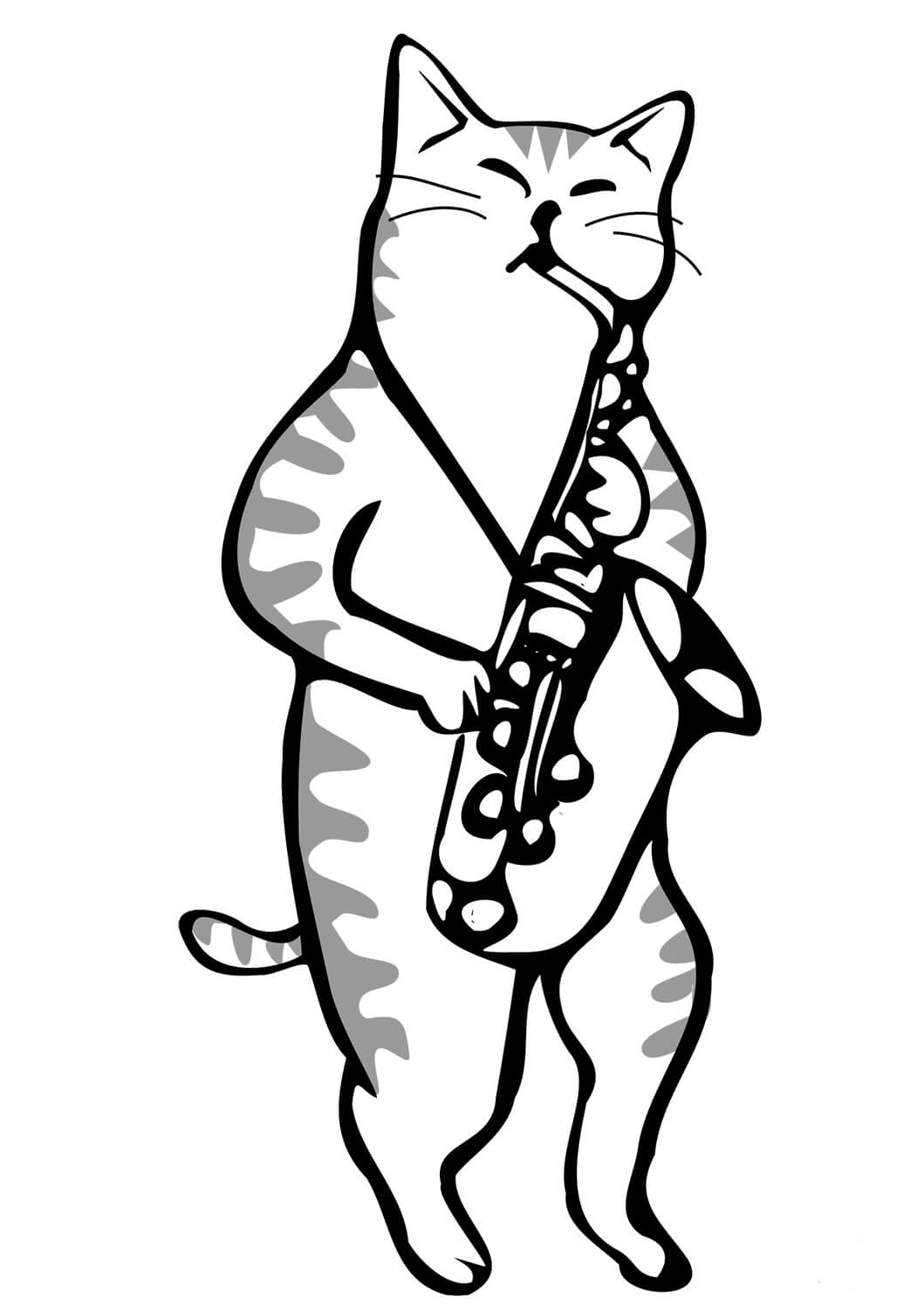 Gato Tocando el Saxofón