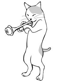 Gato Tocando una Trompeta