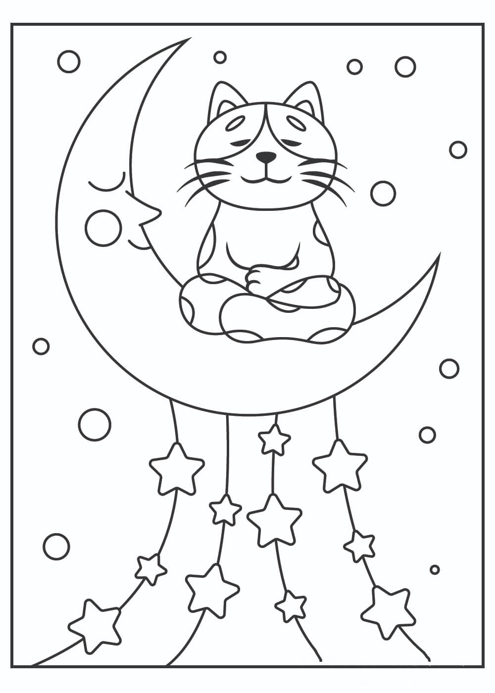 Gato sentado en la Luna