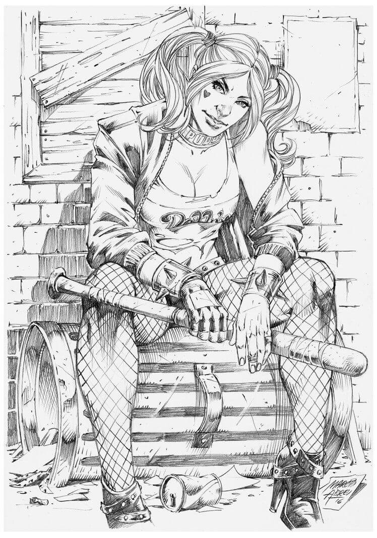 Genial Harley Quinn Sentada