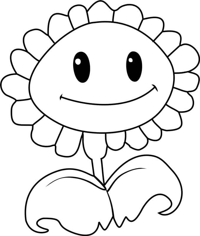 Girasol Sonriendo de Plant vs Zombie para colorear, imprimir e dibujar  –