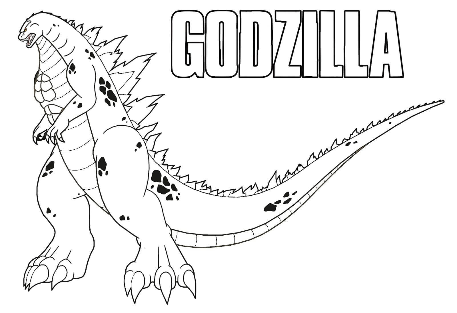 Godzilla Simple para colorear, imprimir e dibujar