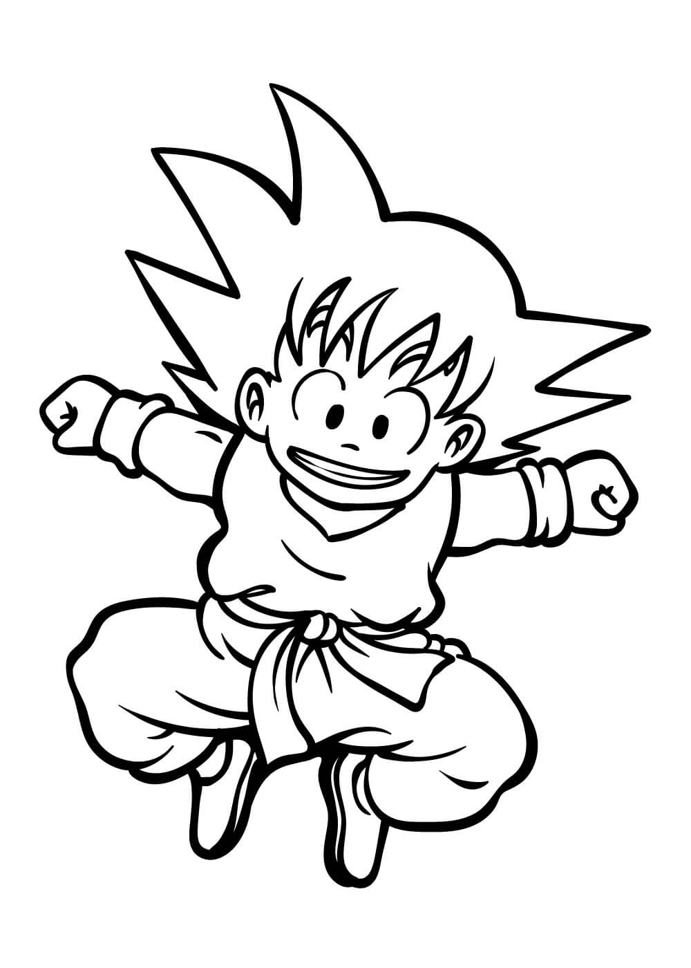 Niño Enojado Goku para colorear, imprimir e dibujar –