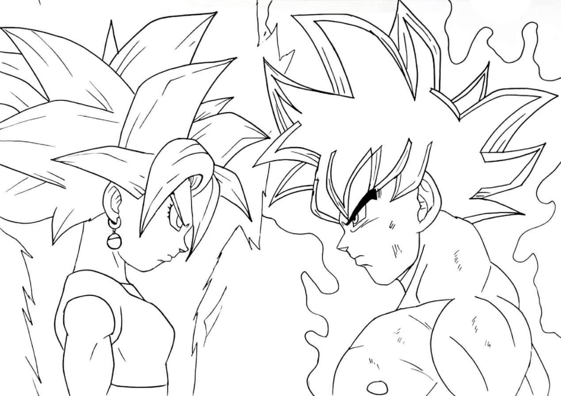 Goku y Kefla para colorear, imprimir e dibujar –