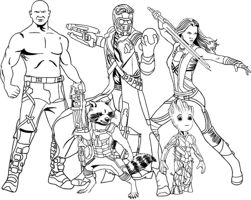 Groot y el equipo de Guardianes de la Galaxia