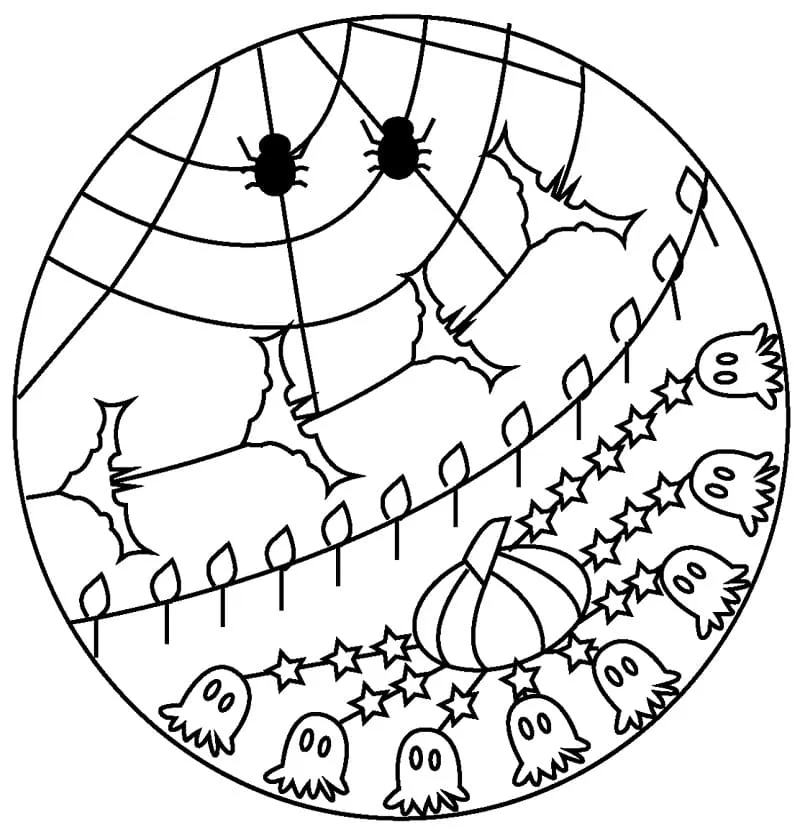 Mandala De Halloween Kawaii Para Colorear