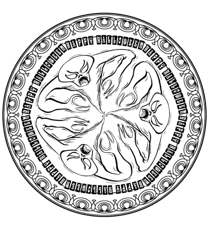 Mandala De Halloween Spooky Para Colorear