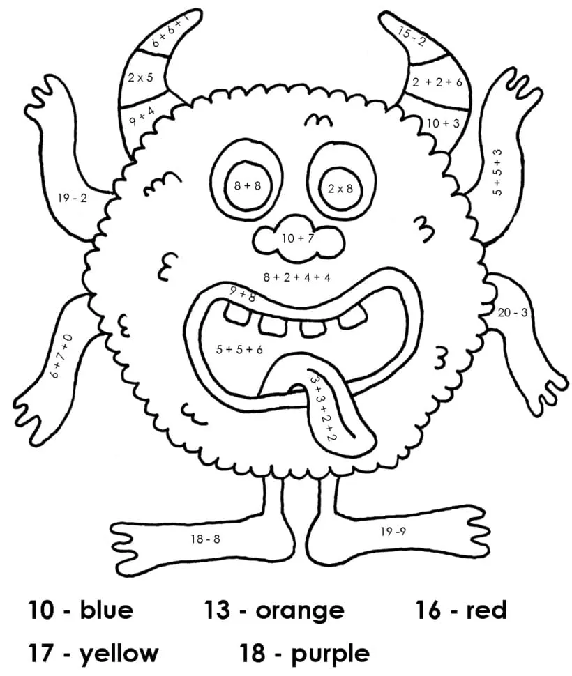 Monstruo De Halloween Color Por Números