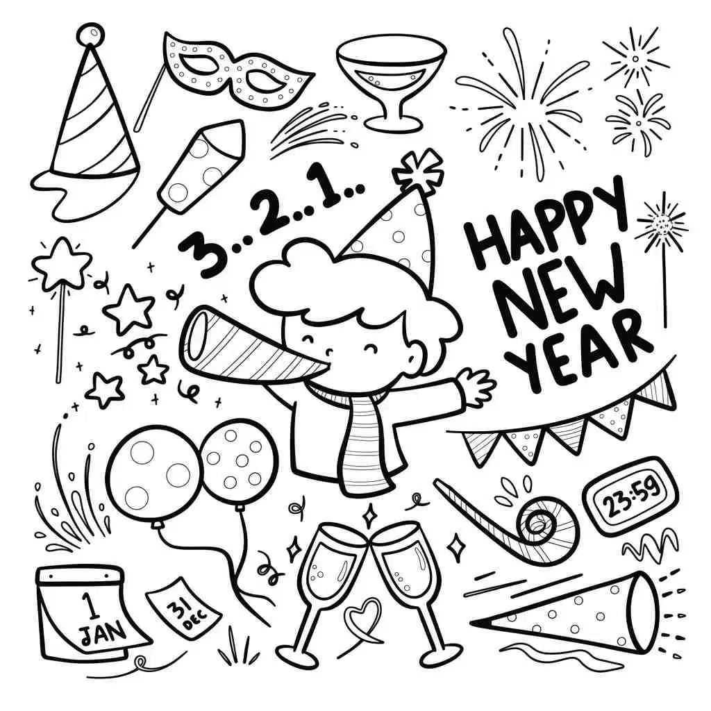 Niño Feliz Soplando Corneta De Año Nuevo 2026