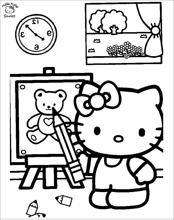 Hello Kitty Dibuja un oso de Peluche