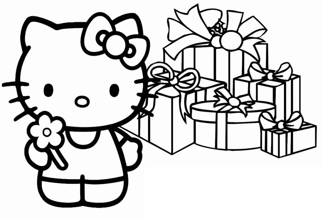 Hello Kitty con cajas de Regalo
