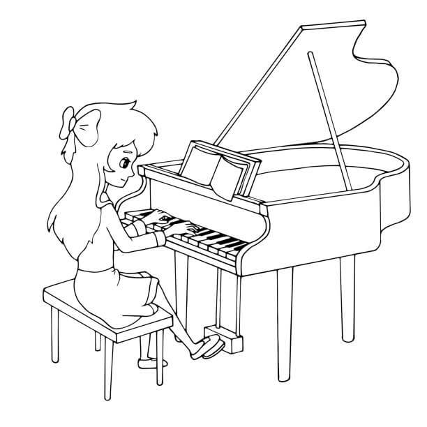 Hermosa Chica Tocando el Piano