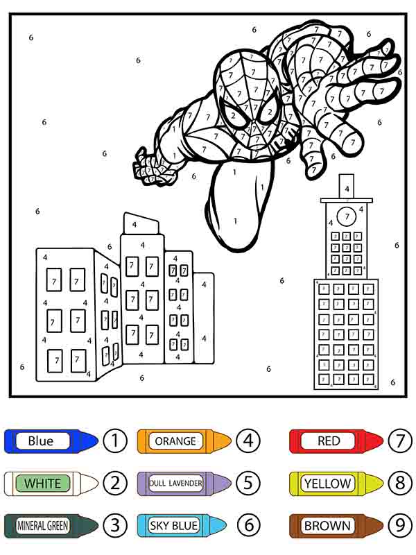 Hombre Araña Saltando Colorear por Número