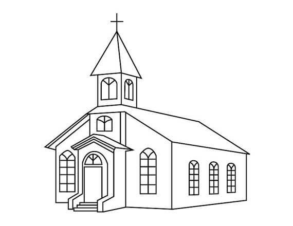 Iglesia Básica Para Colorear Imprimir E Dibujar Coloringonlycom