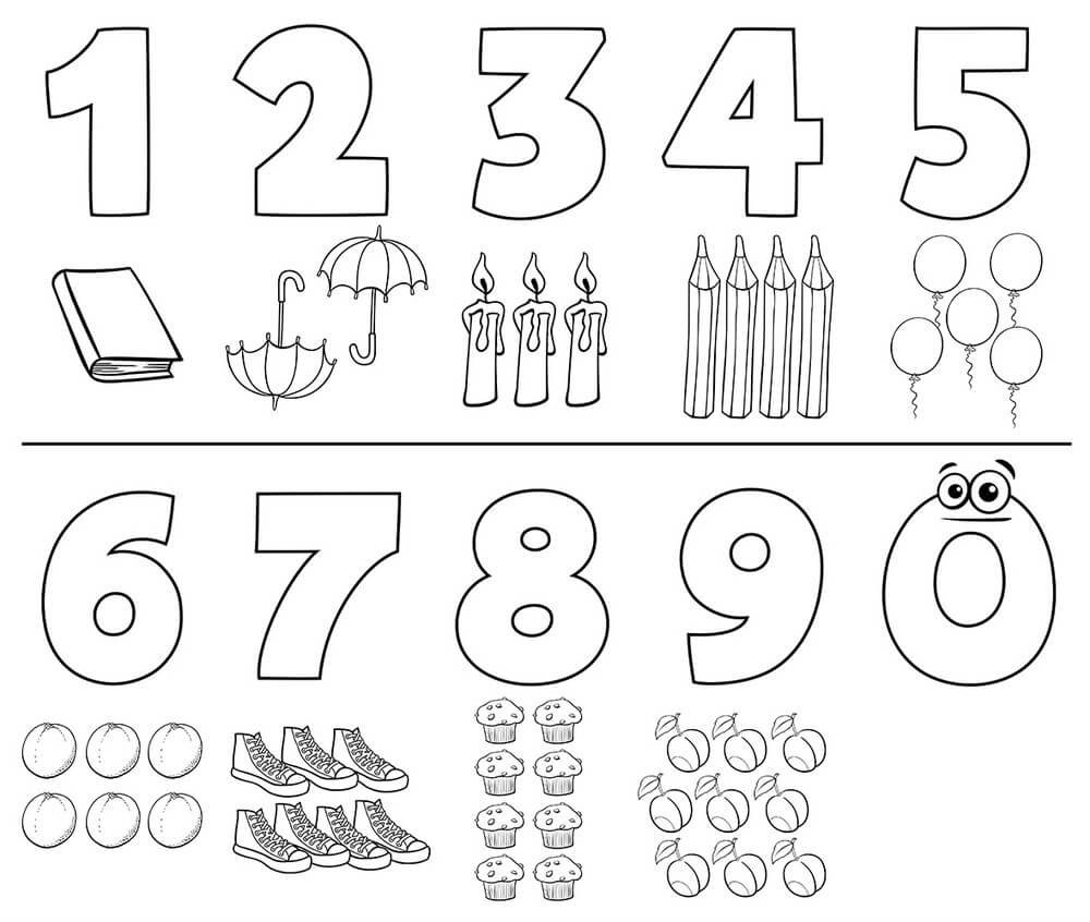 Dibujos de números para colorear e imprimir