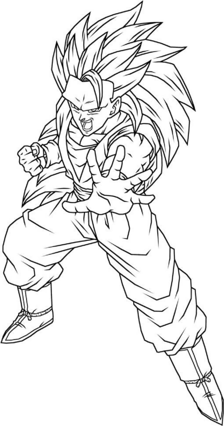 Impresionante Goku SSj3 para colorear, imprimir e dibujar –