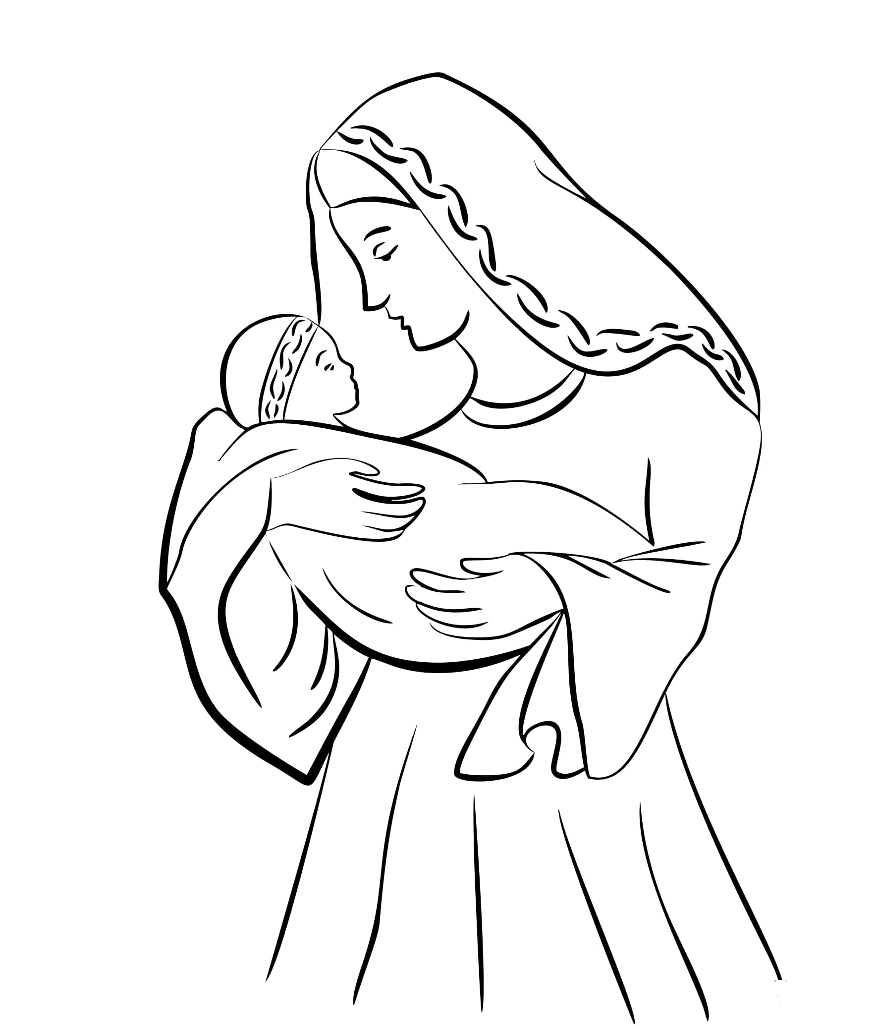 Раскраска мать и дитя