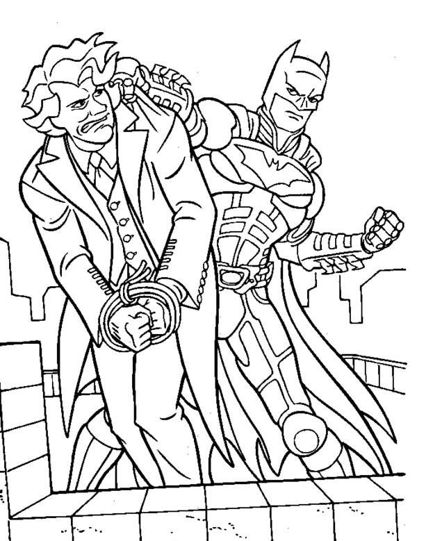 Joker está Atado por Batman para colorear, imprimir e dibujar  –