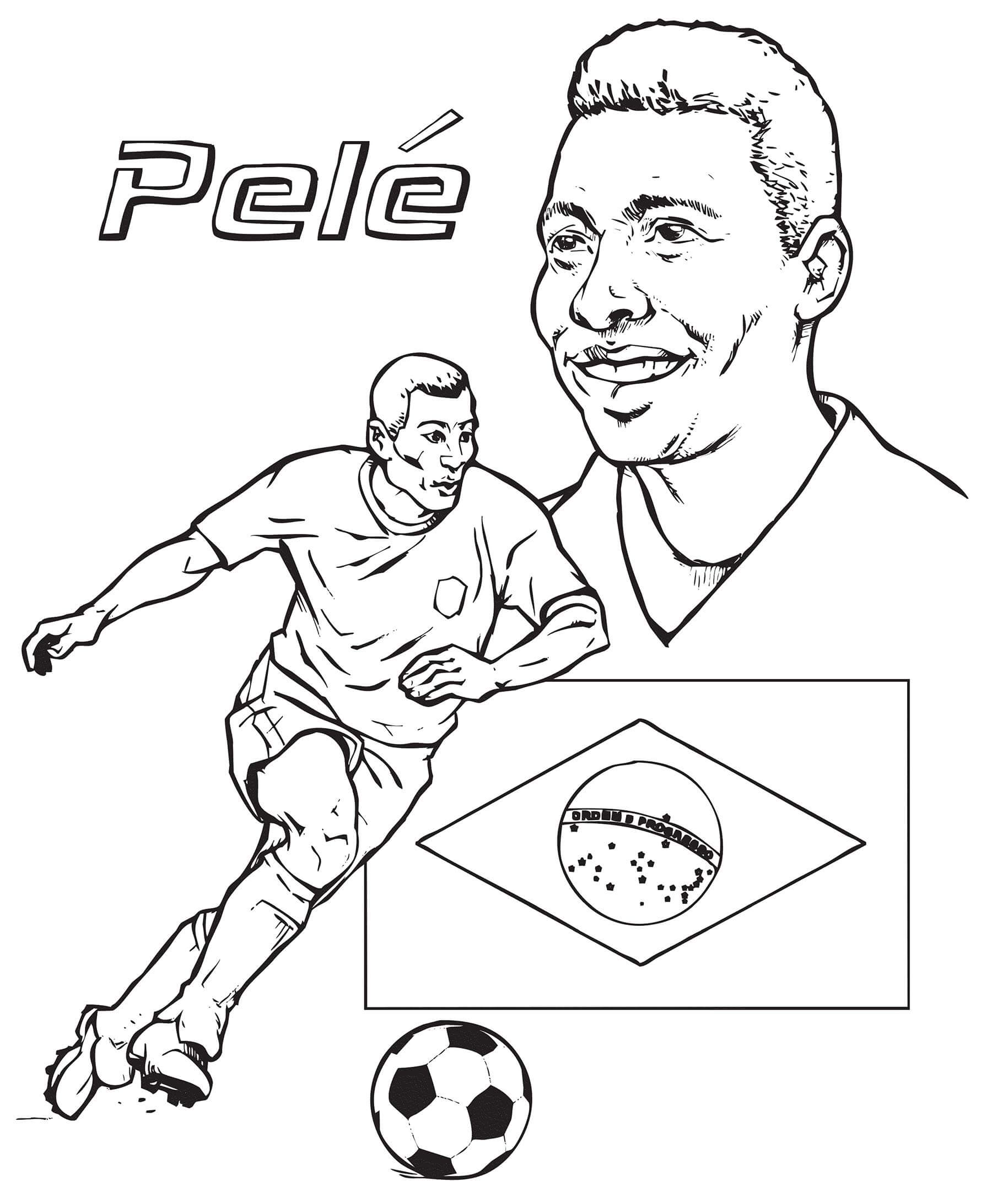 Jugador de Fútbol Pelé para colorear, imprimir e dibujar –