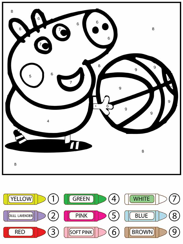 Jugando a Peppa Pig Colorear por Números Página para colorear