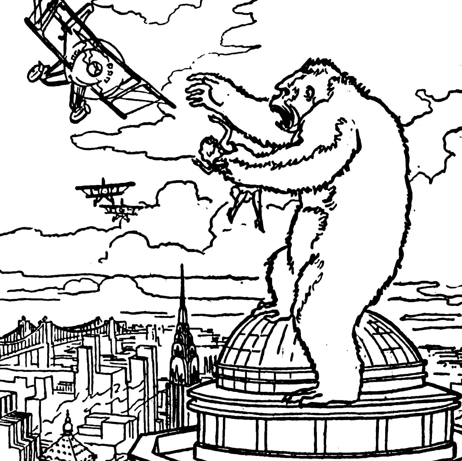 King Kong está en el Edificio del Parlamento para colorear, imprimir e  dibujar –