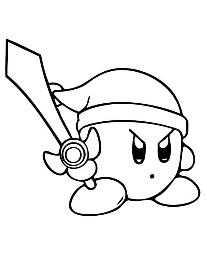 Kirby Con Espada para colorear, imprimir e dibujar –