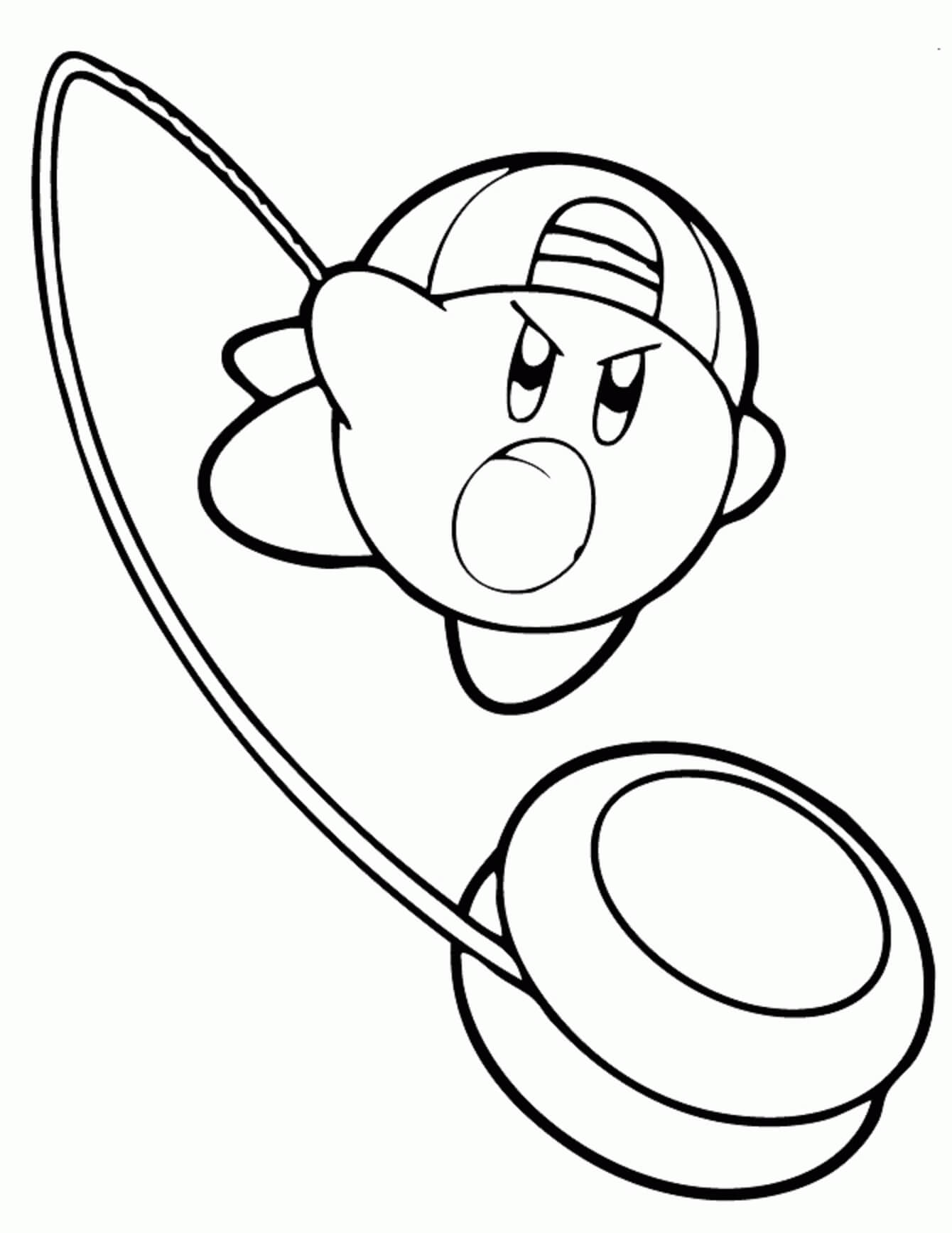 Kirby Jugando Al Yoyo Para Colorear Imprimir E Dibujar Coloringonly Com