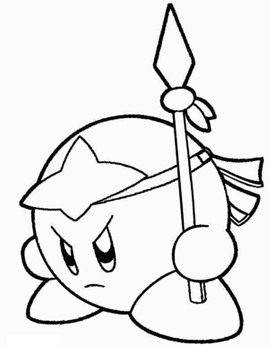 Kirby Sosteniendo una Lanza