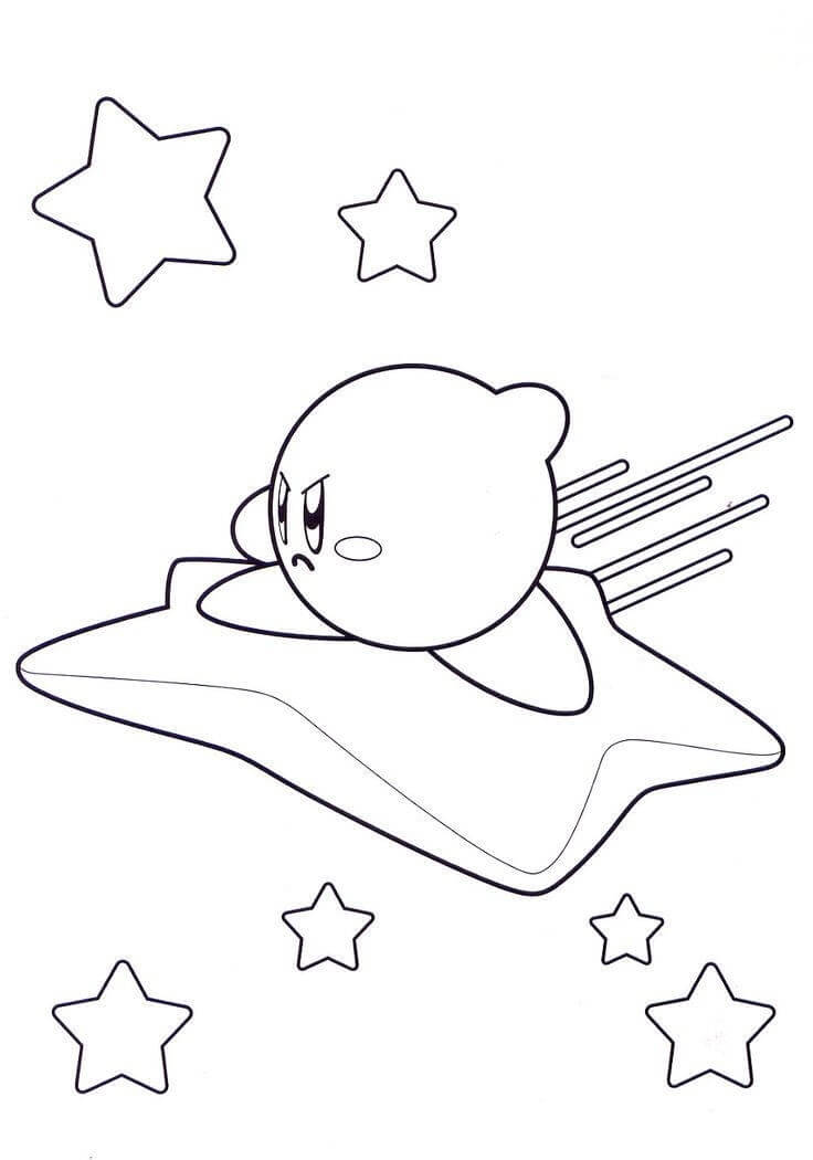 Kirby Volando en la Estrella para colorear, imprimir e dibujar  –