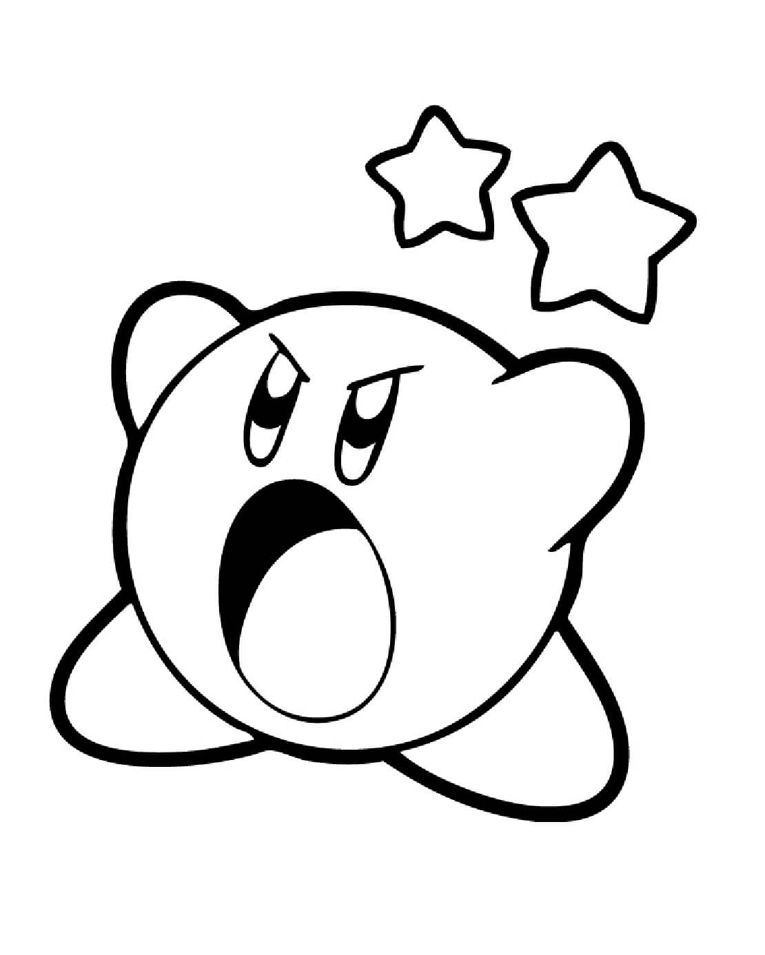 Kirby con Dos Estrellas para colorear, imprimir e dibujar –
