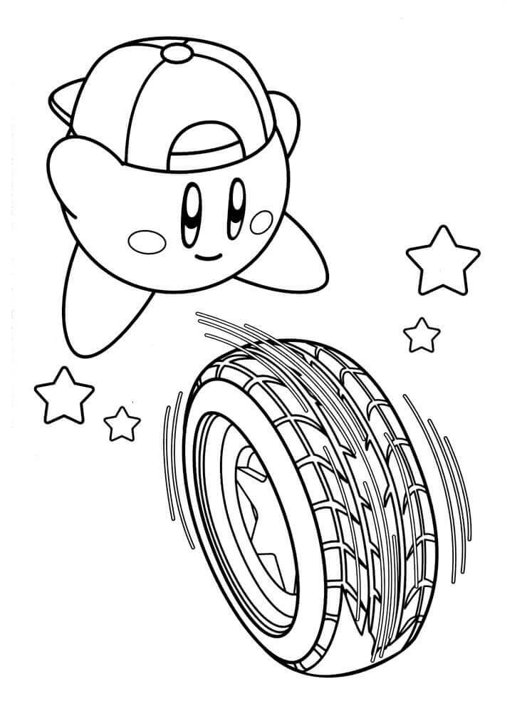 Kirby con la Rueda y la Estrella para colorear, imprimir e dibujar  –